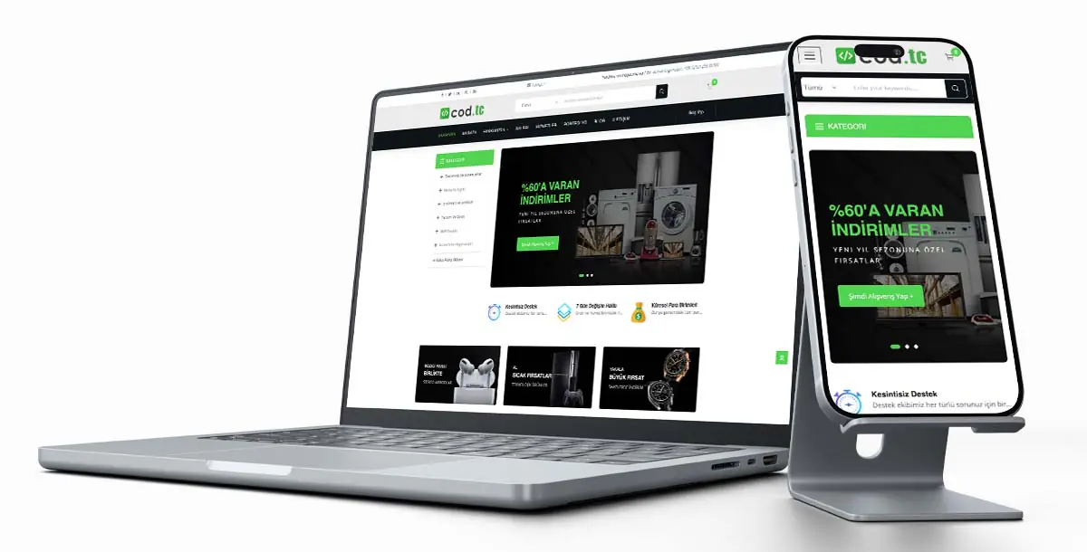 E-Ticaret Web Sitesi Paketi V2 + Vcard + Hosting Hizmeti