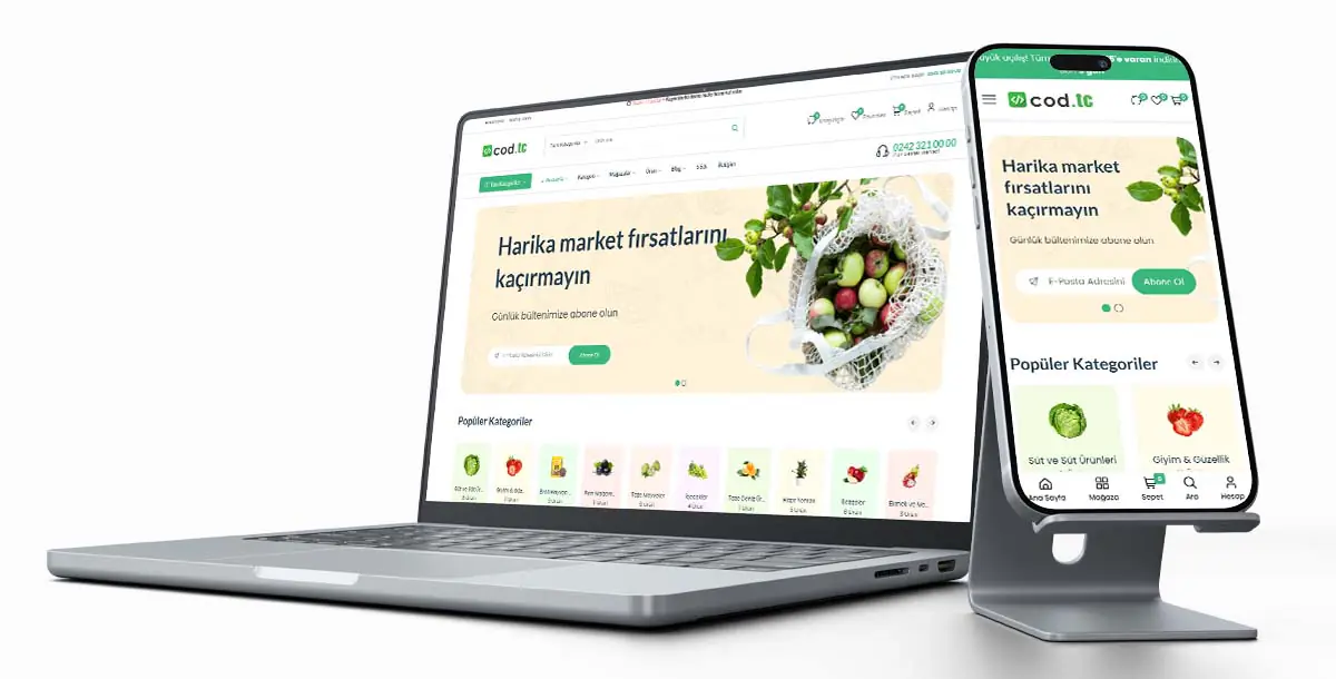 E-Ticaret Web Sitesi Paketi V3 + Pazaryeri + Hosting Hizmeti