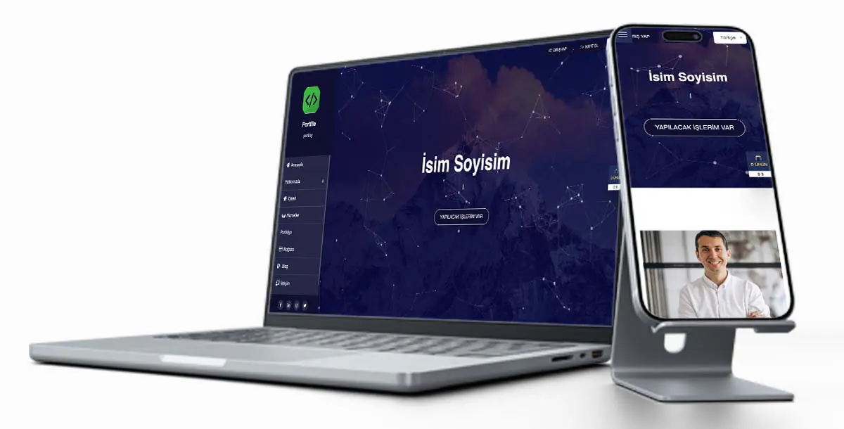 Kişisel Web Sitesi Paketi V1 + Vcard + Hosting Hizmeti